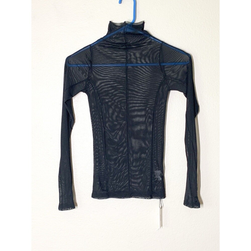 Joah Brown The Exposed Seams Long Sleeve Top XS/S Turtleneck Black Mesh Sheer
